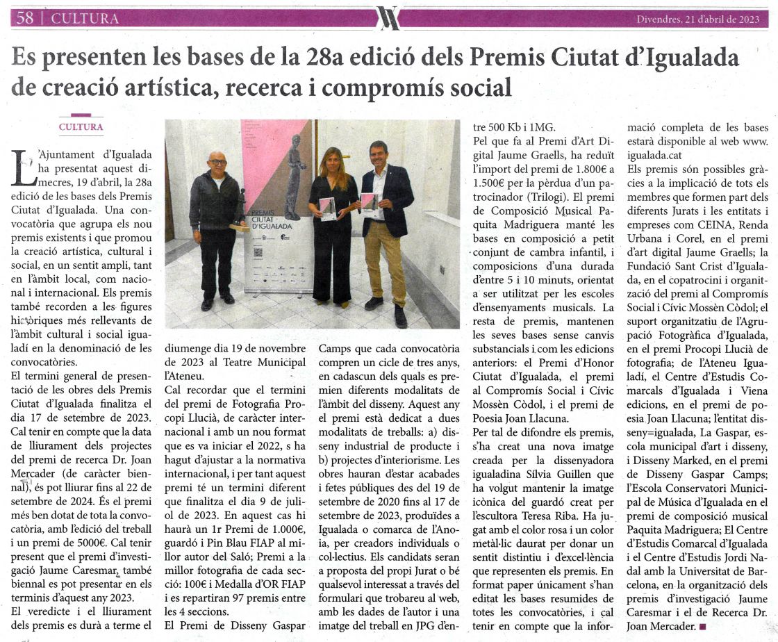 Bases Premis ciutat d'Igualada 2023