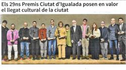 Els 29ns premis Ciutat d'Igualada, posen en valor el llegat cultural de la ciutat
