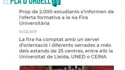 Prop de 2.000 estudiants s’informen de l’oferta formativa a la 4a Fira Universitària a Lleida. 