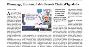 Diumenge, lliurament dels Premis Ciutat d'Igualada