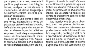 Curs ocupacional de confecció i publicació de pàgines web