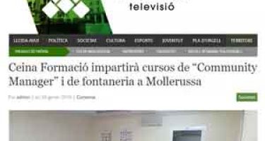 Ceina i l'Escola d'Oficis impartirà cursos de Community Manager  i Fontaneria a Mollerussa