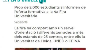 Prop de 2.000 estudiants s’informen de l’oferta formativa a la 4a Fira Universitària a Lleida. 