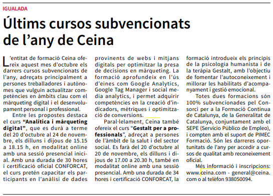 Últims cursos subvencionats de 2025
