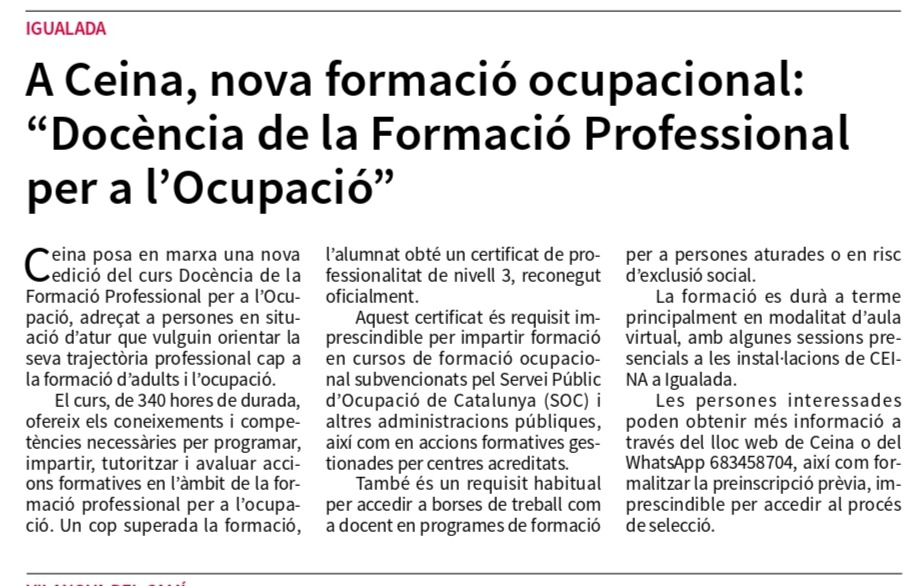 Enllaç (30 abr 25) Curs docència