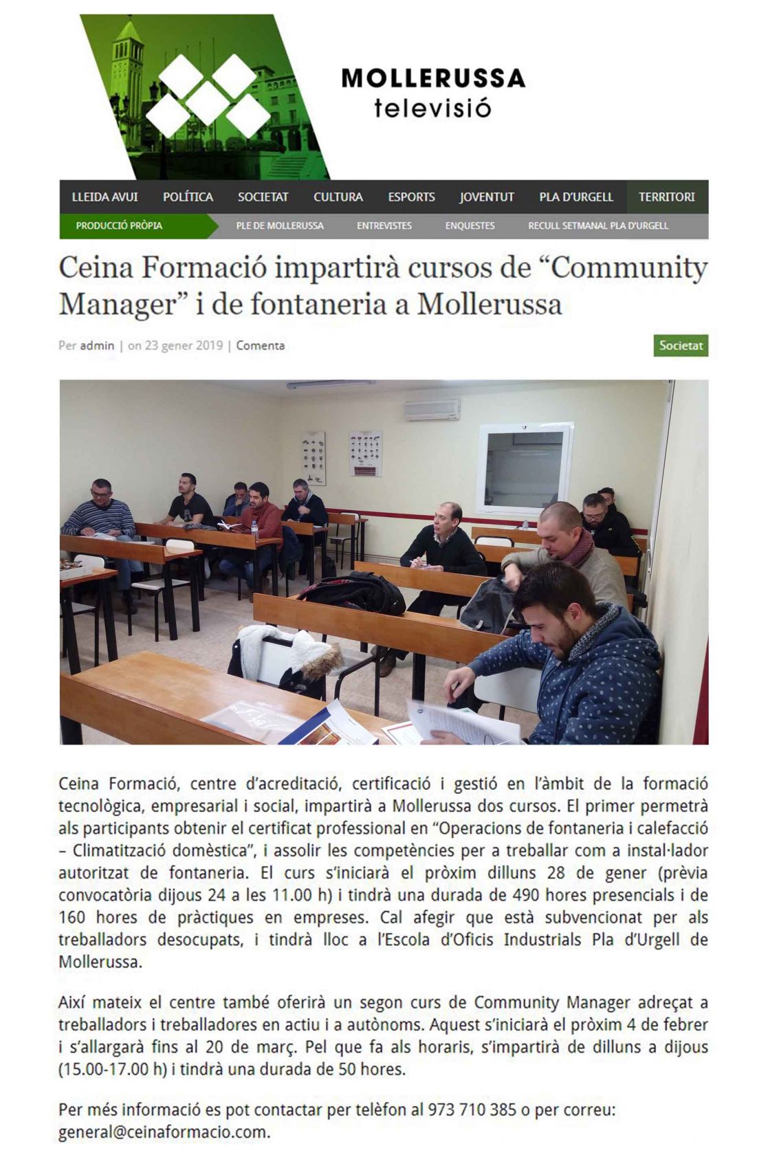 Mollerusa FORMACIÓ notícia