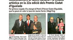 Reconocimiento al talento cultural y la creación artística en la 22a edición de los Premios Ciutat d’Igualada 